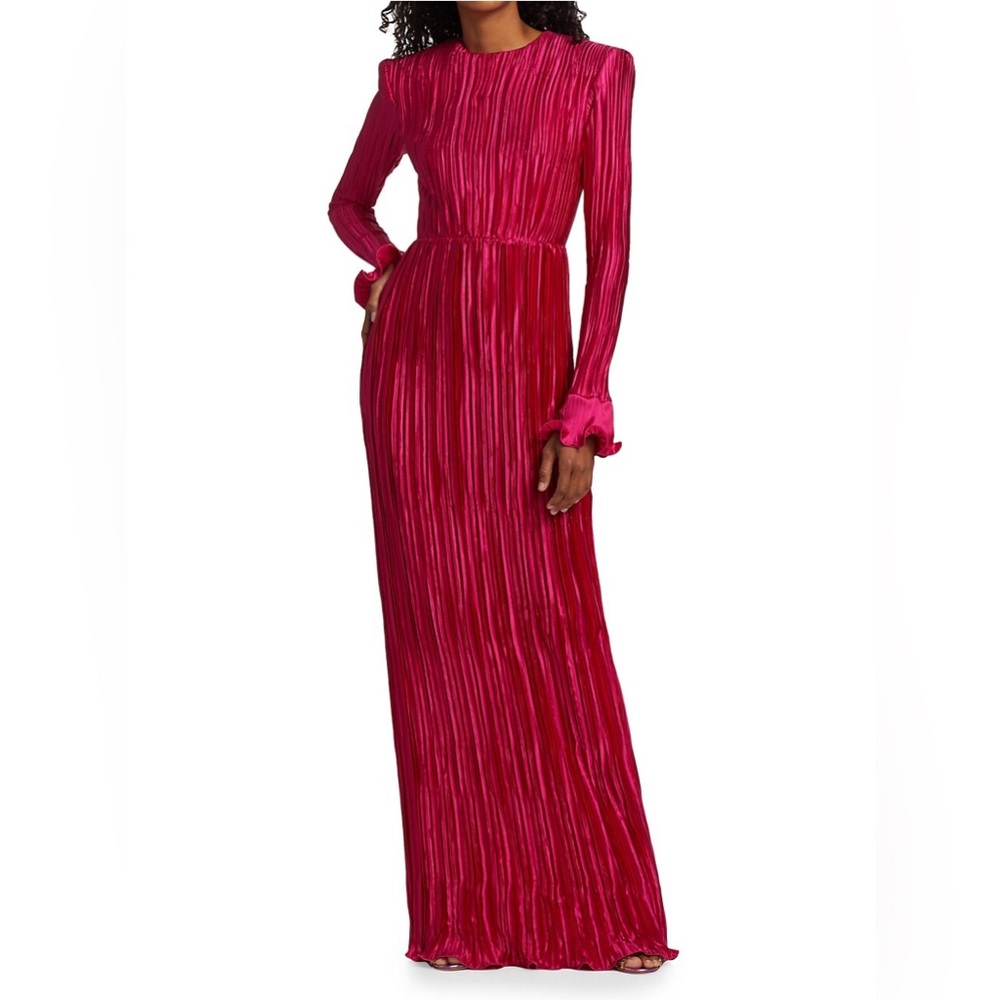 ANDREW GN Pleated Silk Column Gown